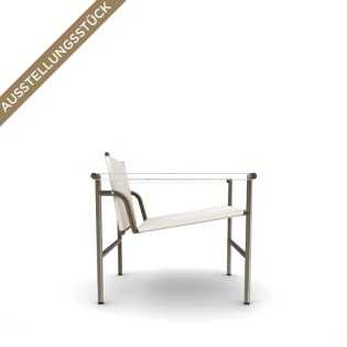 Cassina LC1 Outdoor Sessel, Fango/Sling Snowy