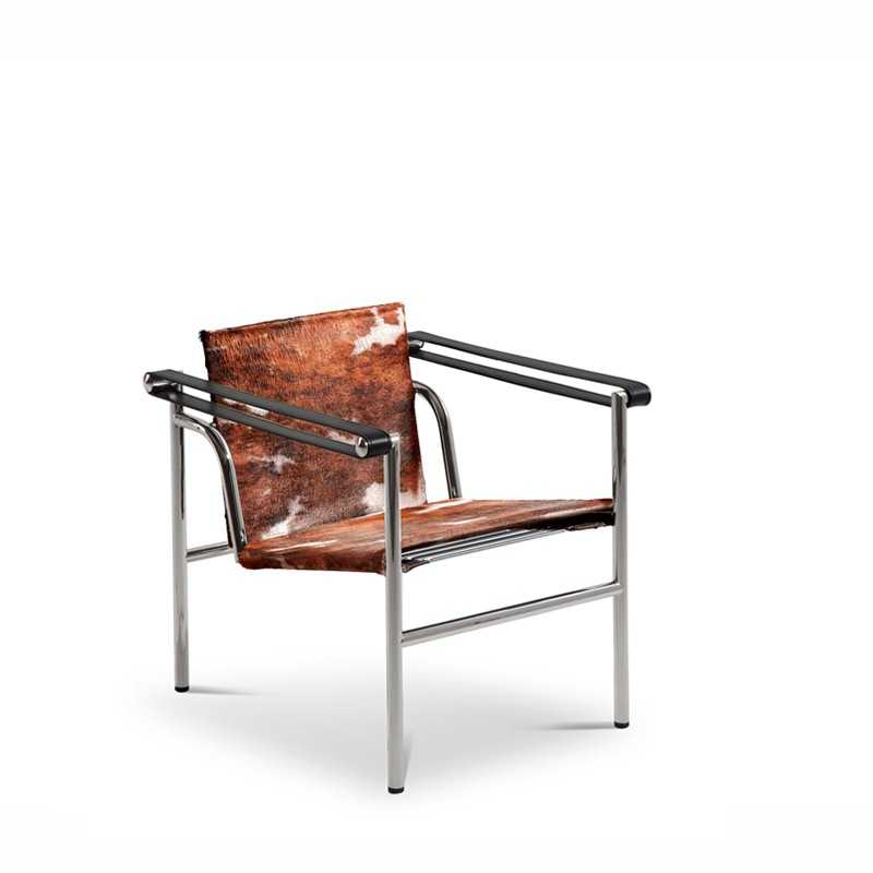 Cassina 1 Fauteuil dossier basculant, Fell black/brown/white